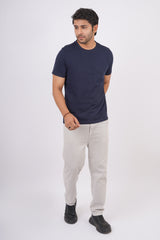 Men's Navy Single Jersey  Round Neck T-shirt