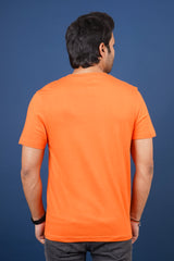 Men's Orange Single Jersey  Round Neck T-shirt