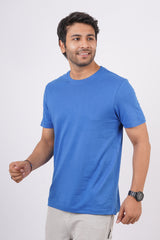 Men's Royal Blue Single Jersey  Round Neck T-shirt