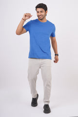 Men's Royal Blue Single Jersey  Round Neck T-shirt