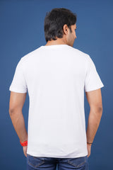 Men's White Single Jersey  Round Neck T-shirt