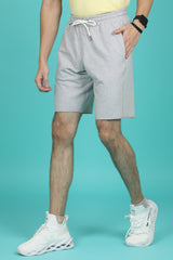 Men's Grey Melange Raw Edge Shorts