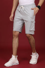 Men's Grey Melange Cargo Shorts