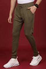 Men's Ivy Green Solid Joggers with Logo