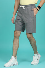 Men's Anthra Melange Raw Edge Shorts with Logo