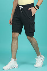 Men's Black Cargo Shorts with logo