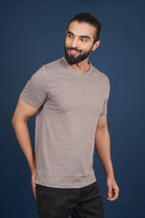 Men's Brown Melange round neck t-shirt