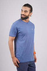 Men's navy single jersey round neck t-shirt with logo