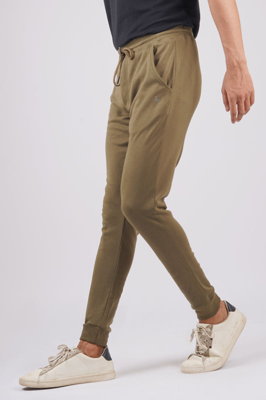 Men's Ivy Green Solid Joggers with Logo