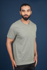 Men's Light Olive Melange round neck t-shirt