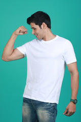Men's White OE  Round Neck T-shirt