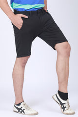 Men's Black Solid Single Jersey Shorts with Logo