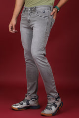 Men's Grey Denim Slim Fit Hexa-9005-1 Jean