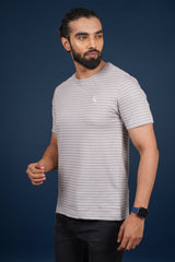 Men's Gull Grey striped round neck t-shirt