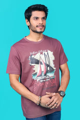 Men's Desert Rose Pima Cotton Single Jersey Round Neck T-shirt with Digital Print