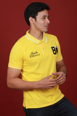 Men's Yellow Pique Polo Tipping Collar T-shirt