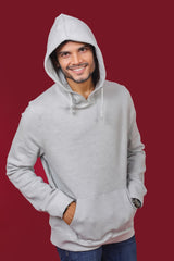 Men's Grey Melange Hooded Jacket
