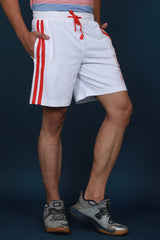 Men's White Solid Sport Shorts