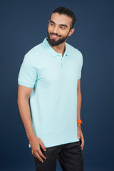 Men's Aqua Core Lycra Pique Polo T-shirt