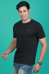 Men's Black OE  Round Neck T-shirt with Logo