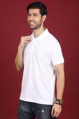 Men's White Enzyme Wash Pique Polo T-shirt