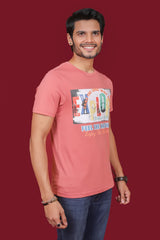 Men's Cayon Rose Pima Cotton Single Jersey Round Neck T-shirt   with Digital Print