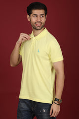 Men's Light Yellow core pique polo t-shirt with logo