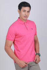 Men's Pink Core Pique Polo Embroidery T-shirt with Pocket