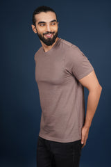 Men's Iron Brown Melange Round Neck T-Shirt