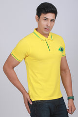 Men's Yellow Pique Polo Tipping Collar T-shirt