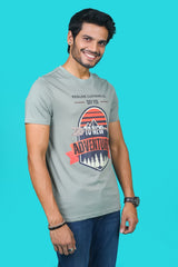 Men's Sage Pima Cotton Single Jersey Round Neck T-shirt with Digital Print
