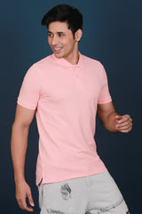 Men's Light Coral Lycra Pique Polo T-shirt