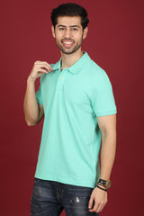 Men's Mint Enzyme Wash Pique Polo T-shirt