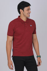 Men's Maroon Core Lycra Pique Polo T-shirt