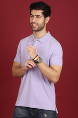 Men's Lavender Enzyme Wash Pique Polo T-shirt