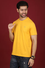 Men's Amber Lycra Single Jersey Round Neck T-shirt with Logo