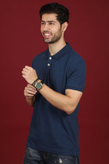 Men's Navy Enzyme Wash Pique Polo T-shirt