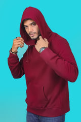 Men's Burgundy Hooded Jacket