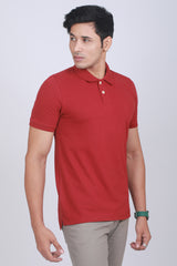 Men's Bordeaux Lycra Pique Polo T-shirt