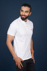 Men's white core pique polo t-shirt with logo