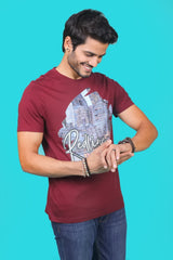 Men's Zinfandel Pima Cotton Single Jersey Round Neck T-shirt Digital Print