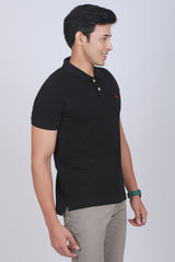 Men's Black Core Pique Polo T-shirt with Logo Embroidery