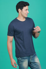 Men's Navy Single Jersey Round Neck T-shirt