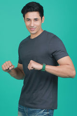 Men's Slate Single Jersey  Round Neck T-shirt
