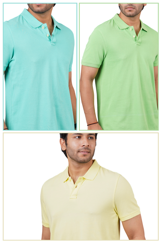 Pack of 3 Solid Polos(Mint, Lt. Green, Lt. Yellow )T-shirt