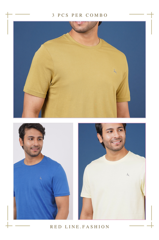 Pack of 3 Solid Crews (Willow, Royal Blue & Lt.Yellow) with logo