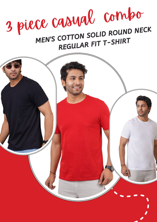 Men's 3 Piece Pack Single Jersey Round Neck T-shirt