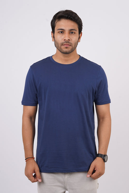 Men's Insignia Blue Single Jersey  Round Neck T-shirt