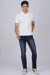 Men's White Core Lycra Pique Polo T-shirt