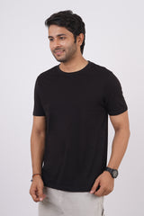 Men's Black Pima Cotton Single Jersey Round Neck T-shirt